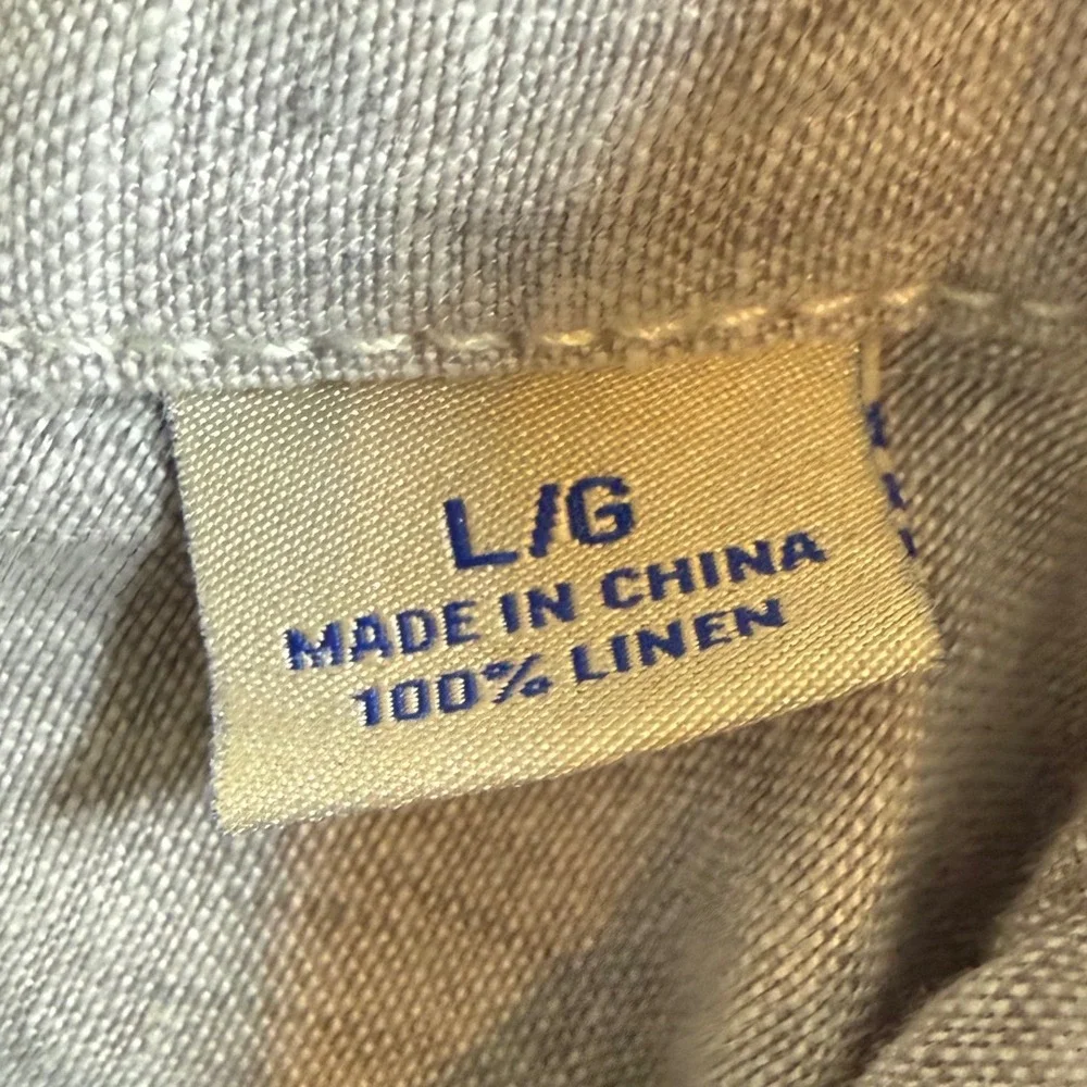 Tommy Bahama Relax Mens L Oatmeal 100% Linen Long Sleeve Button Down Shirt